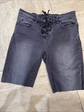 Billabong Lace-Up High-Rise Bermuda Shorts — Charcoal Gray